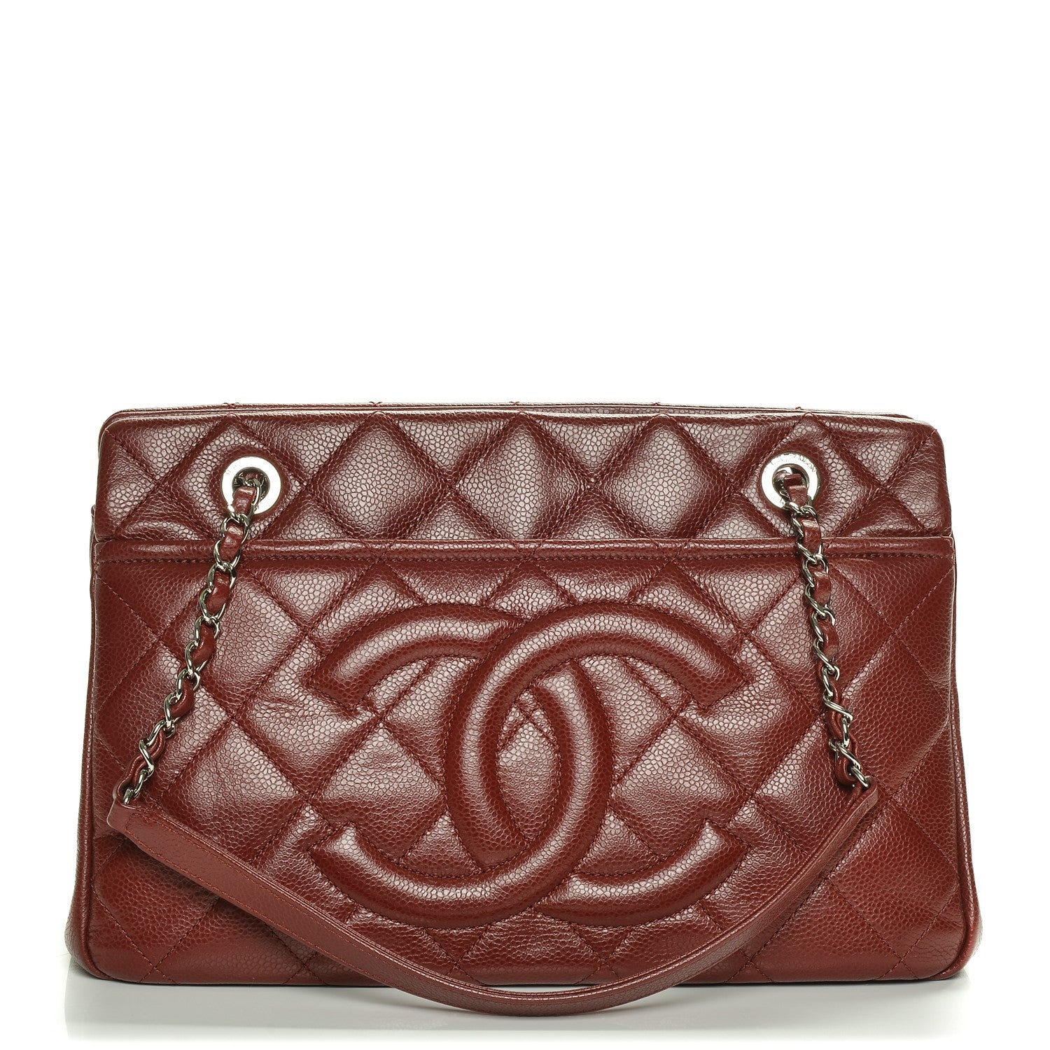 Chanel Caviar Quilted Timeless CC Soft Tote Dark Red 1 of 7
