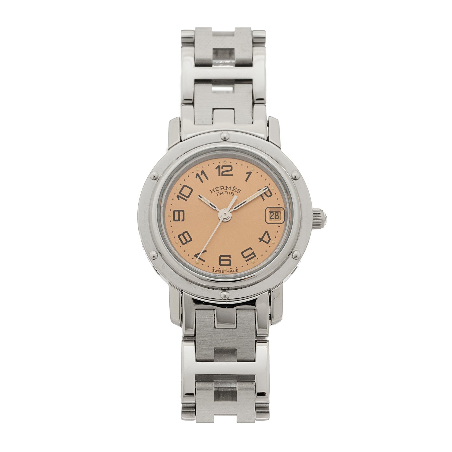 Hermes Stainless Steel 24mm Clipper Quartz Watch Pink 1 of 5