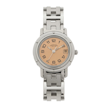 Hermes Stainless Steel 24mm Clipper Quartz Watch Pink 1 of 5