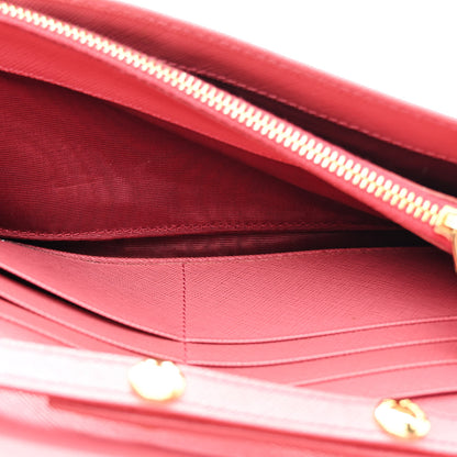 Prada Saffiano Metal Oro Chain Wallet Ibisco 6 of 13