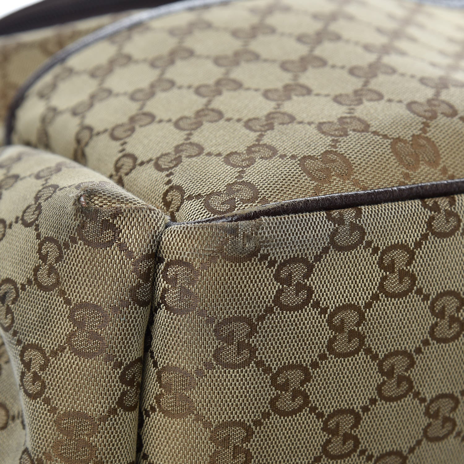 Gucci Monogram Natural Pigskin Large Diaper Bag Beige Ebony Cocoa Dark Chocolate 13 of 18