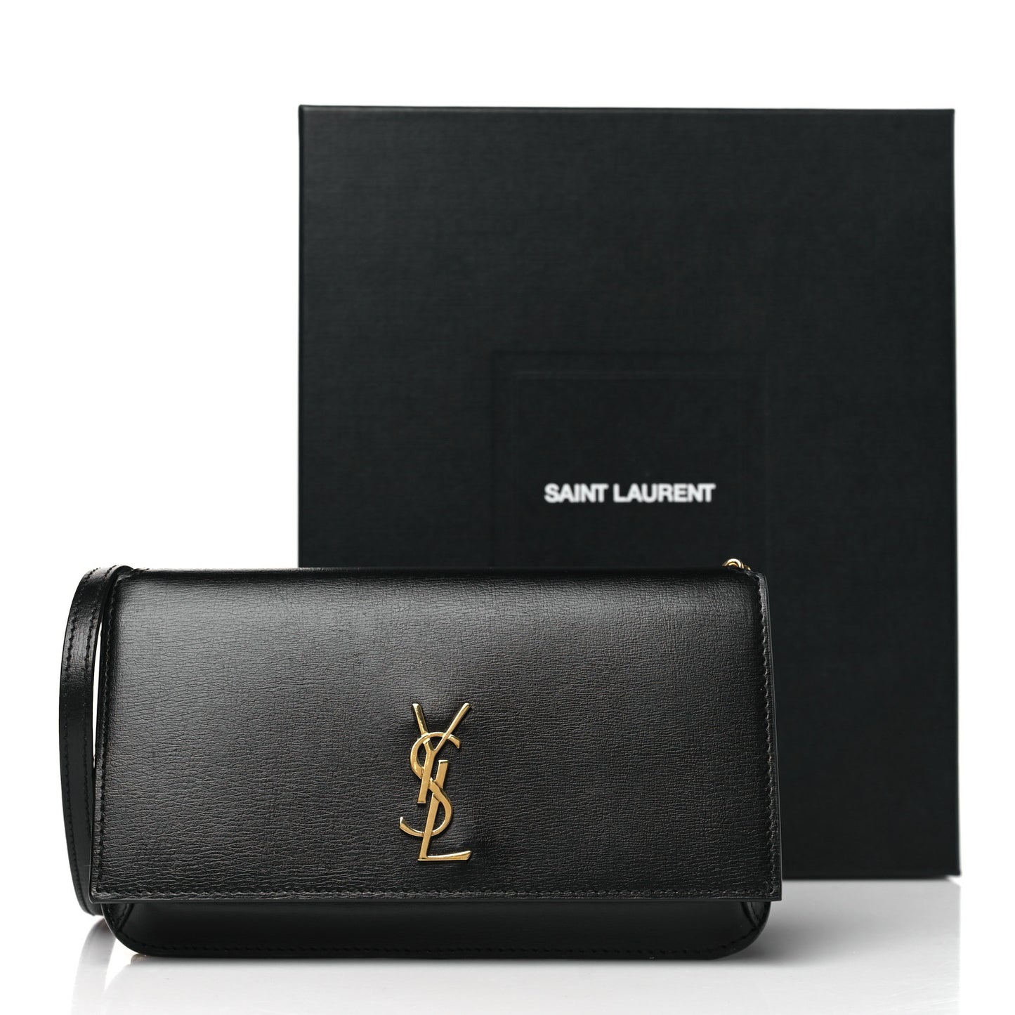Grained Calfskin Monogram Phone Holder Crossbody Black