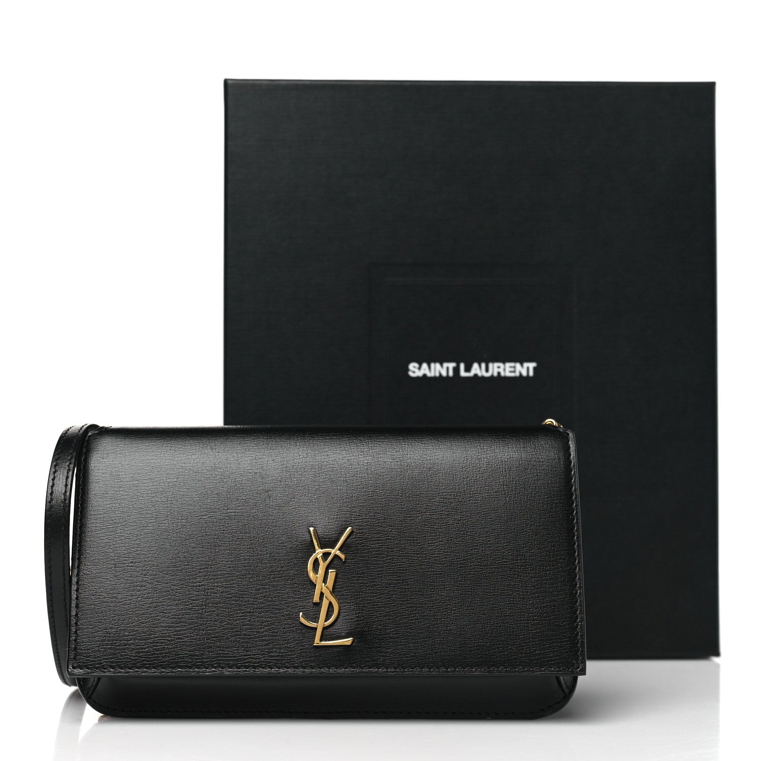 Saint Laurent Grained Calfskin Monogram Phone Holder Crossbody Black 10 of 10