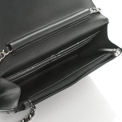 Chanel Patent Chevron Quilted CC Wallet On Chain WOC Black 5 of 8