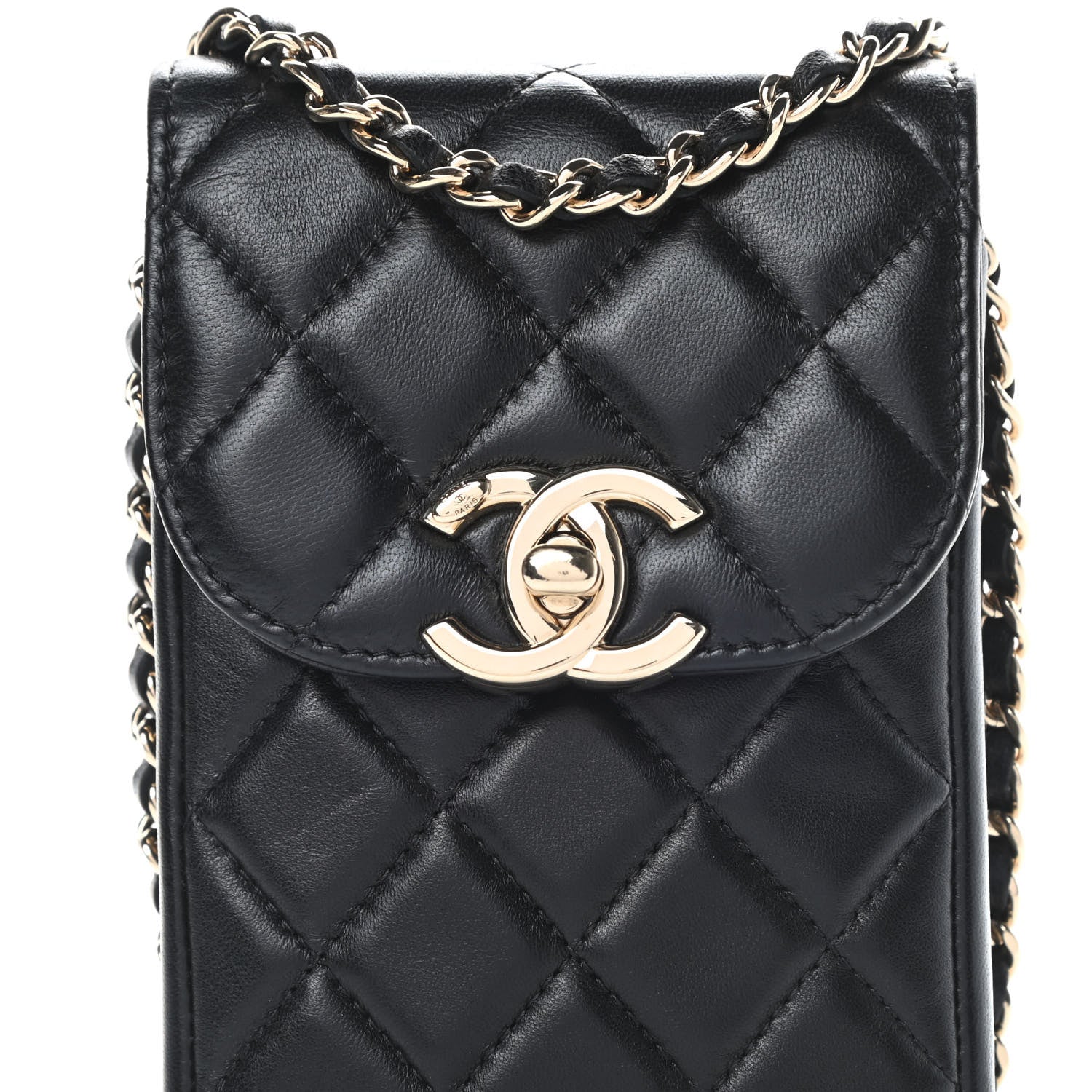 Chanel Lambskin Quilted CC Phone Holder Black 9 of 12