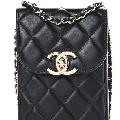 Chanel Lambskin Quilted CC Phone Holder Black 9 of 12