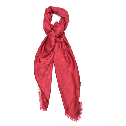 Louis Vuitton Silk Wool Monogram Shawl Pomme D'Amour 3 of 13