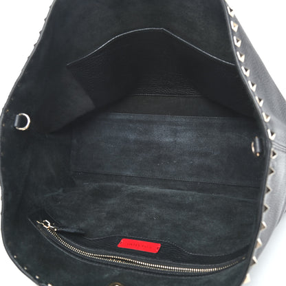 Valentino Garavani Grained Calfskin Rockstud Shoulder Tote Black 8 of 12