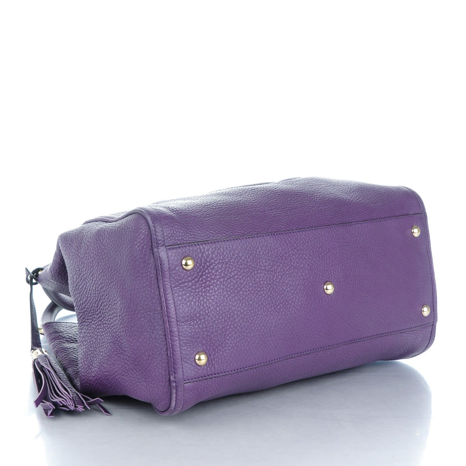 Gucci Pebbled Calfskin Medium Soho Shoulder Bag Shine Purple 4 of 8