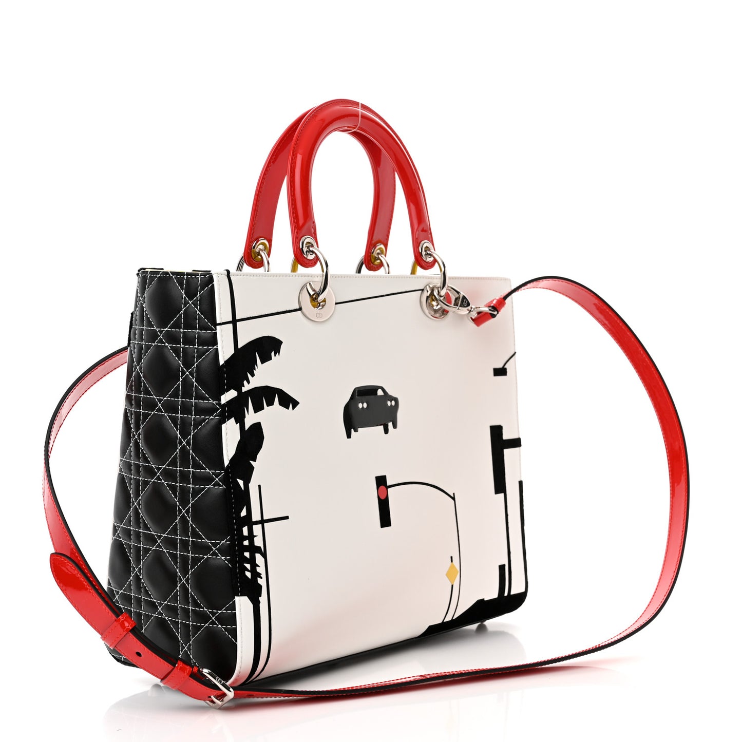 X MATTHEW PORTER Patent Printed Calfskin Cannage Medium Lady Multicolor