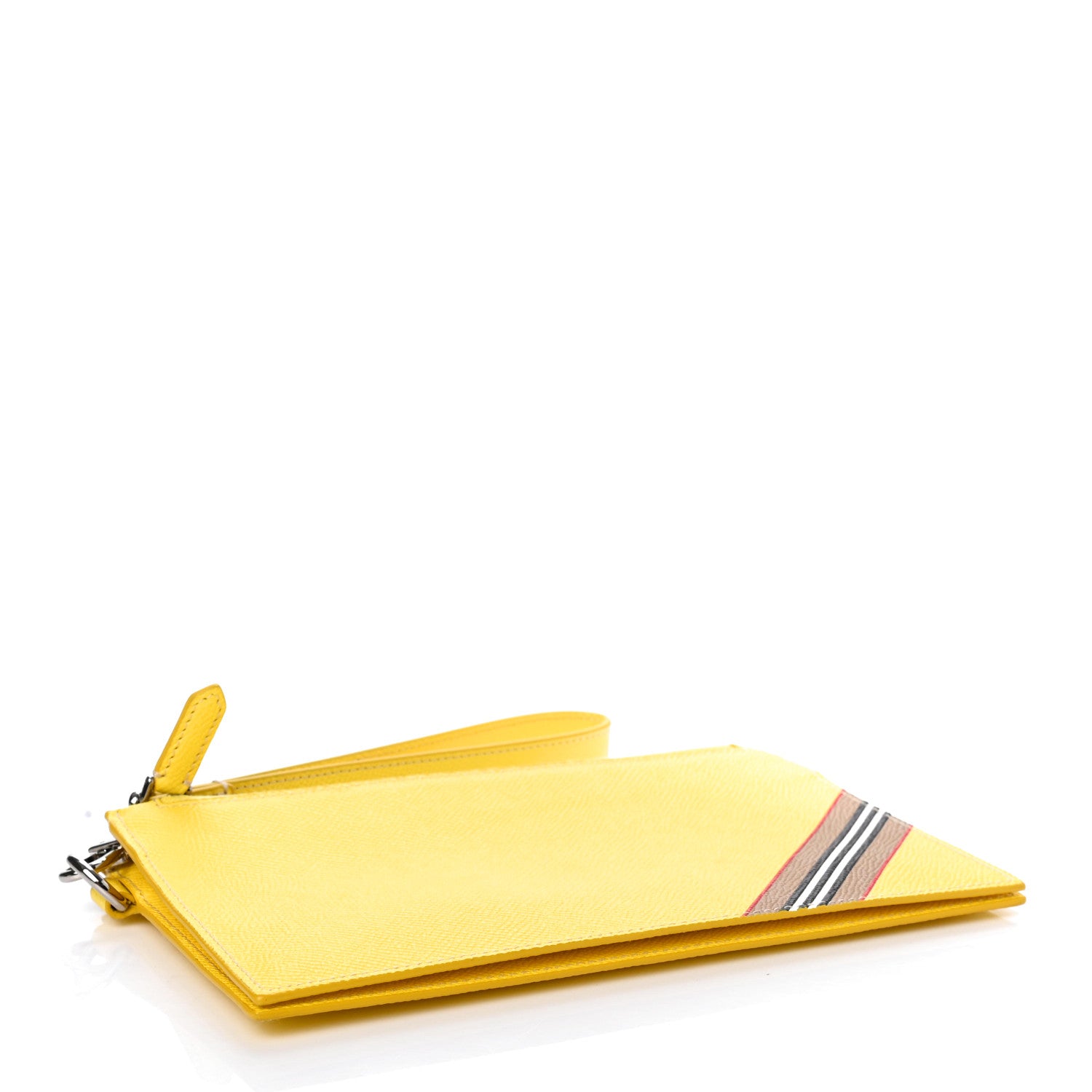 Burberry Calfskin Laurie Icon Stripe Zip Pouch Yellow 3 of 5