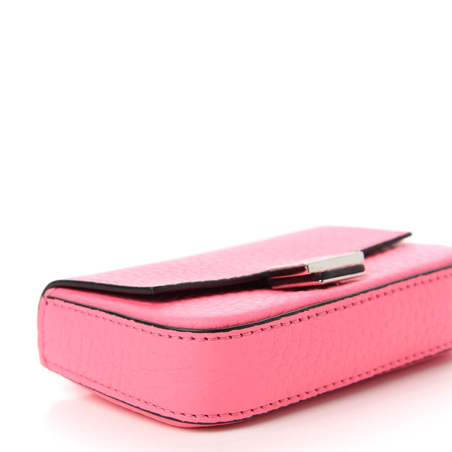 Cuoio Romano Micro Baguette Charm Rosa Fluo