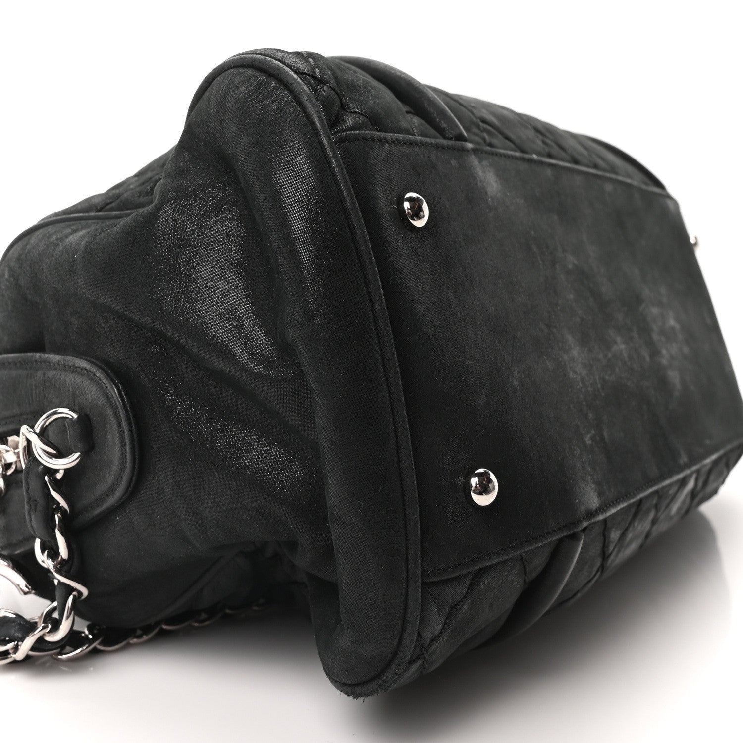 Chanel Iridescent Calfskin Quilted Relax CC Bowler Bag Black 9 of 10
