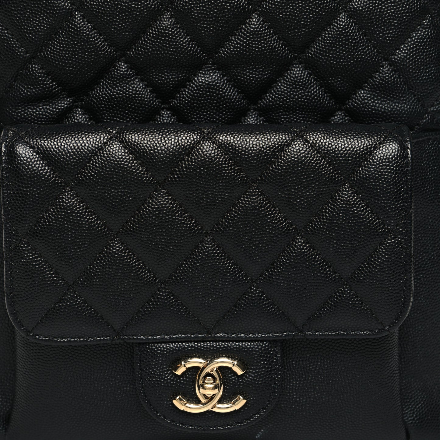 Caviar Quilted Medium Zip Around Backpack Black