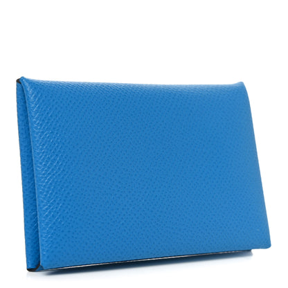 Hermes Epsom Calvi Card Case Bleu Zanzibar 3 of 7