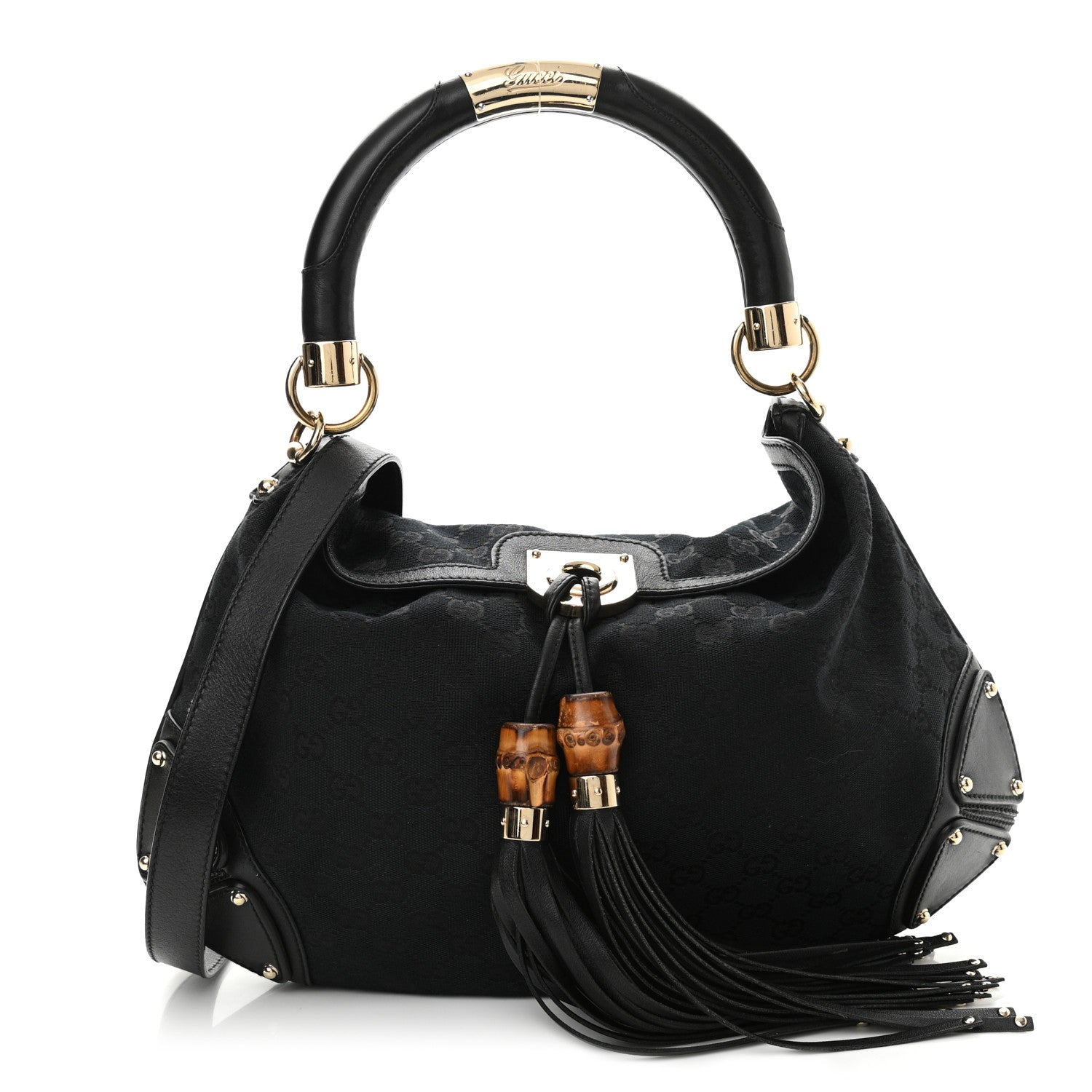 Gucci Calfskin Medium Indy Top Handle Hobo Black 1 of 10
