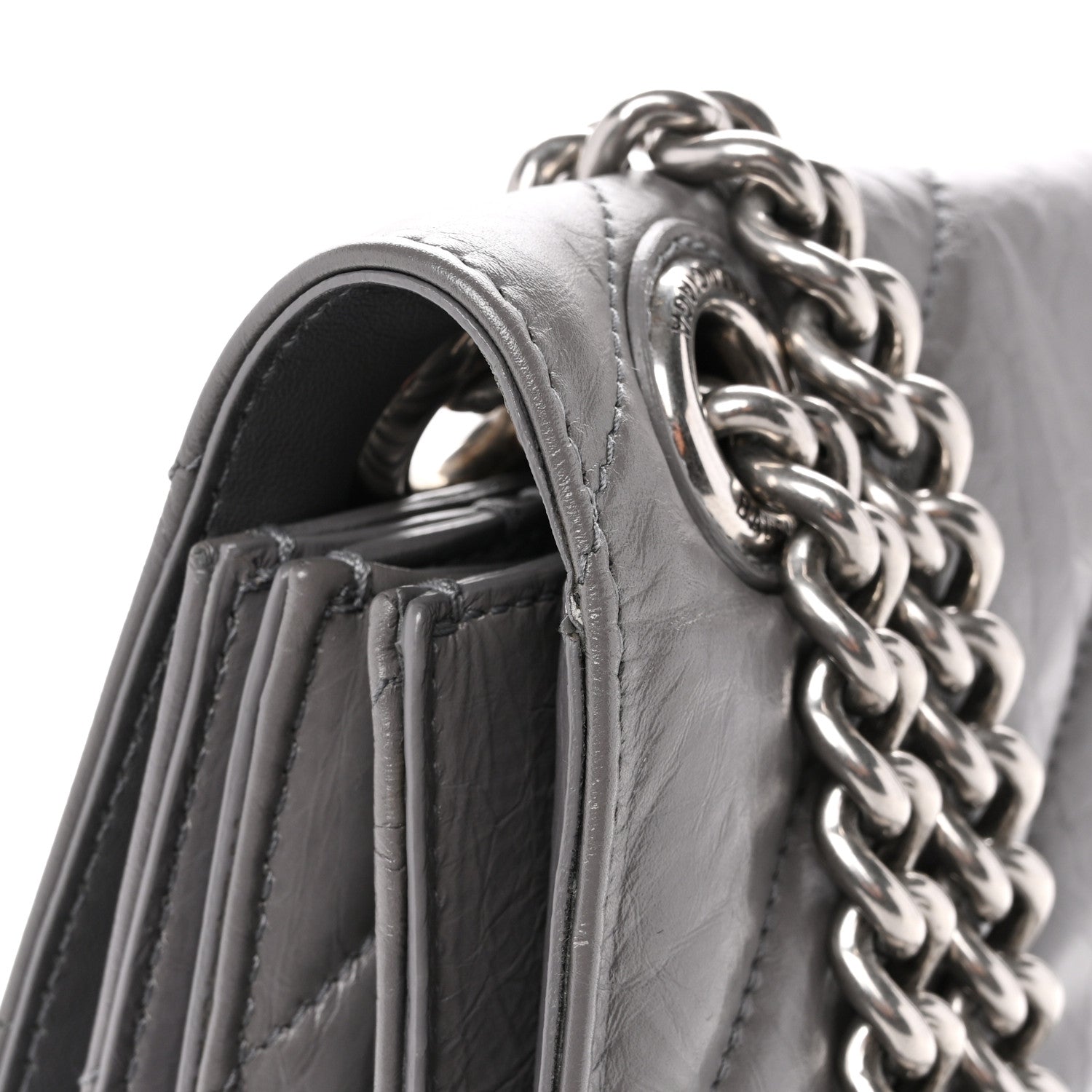 Balenciaga Crushed Calfskin Quilted Medium Crush Chain Bag Dark Grey 10 of 13