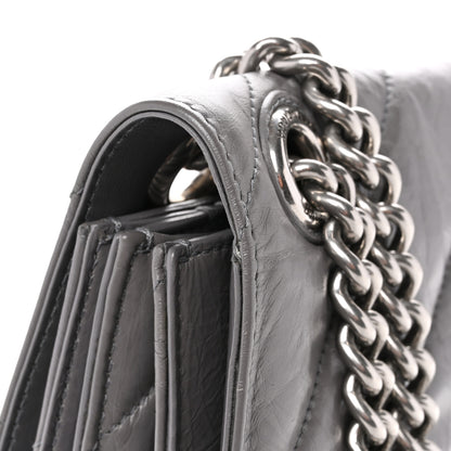 Balenciaga Crushed Calfskin Quilted Medium Crush Chain Bag Dark Grey 10 of 13