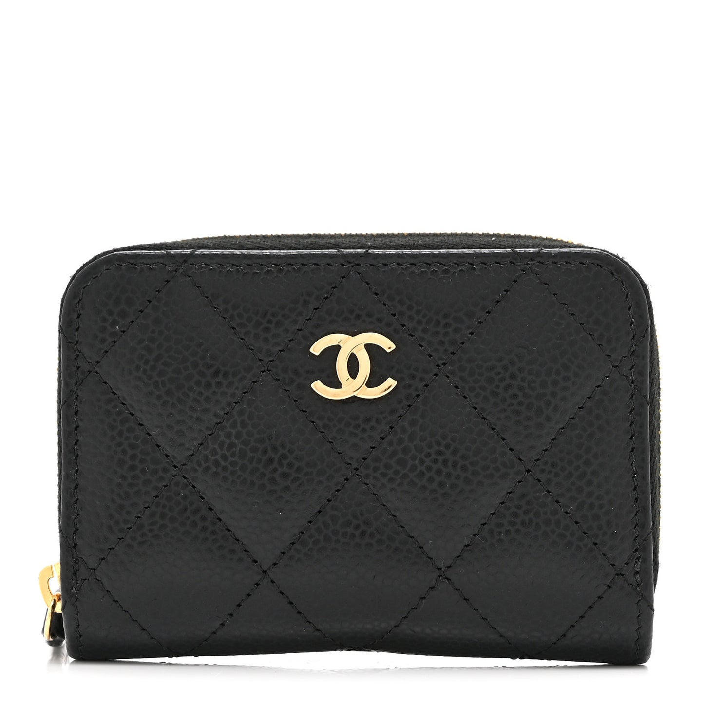 Caviar Quilted Zip Coin Purse Black