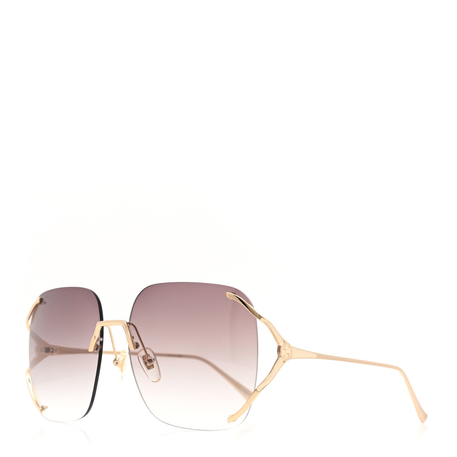 Gucci Metal Oversized Sunglasses GG0646S Gold Brown 1 of 7