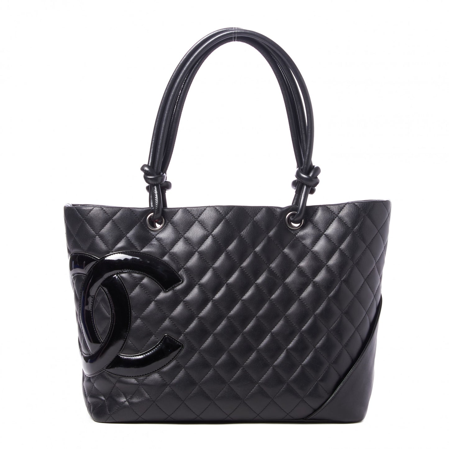 Calfskin Quilted Large Cambon Tote Black