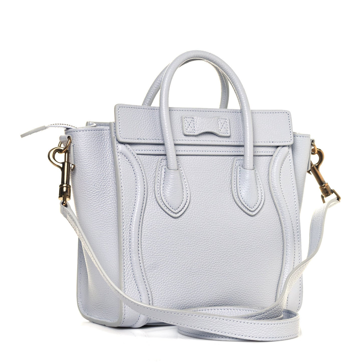 Drummed Calfskin Nano Luggage Pearl