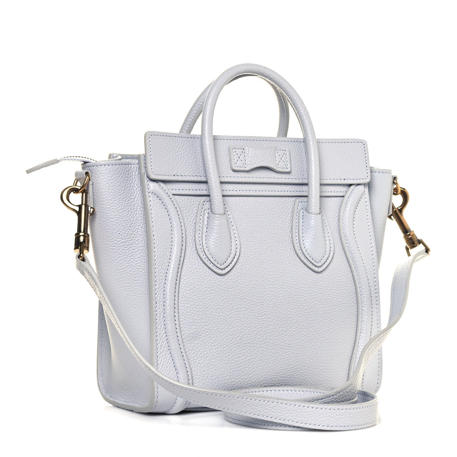 Celine Drummed Calfskin Nano Luggage Pearl 3 of 14