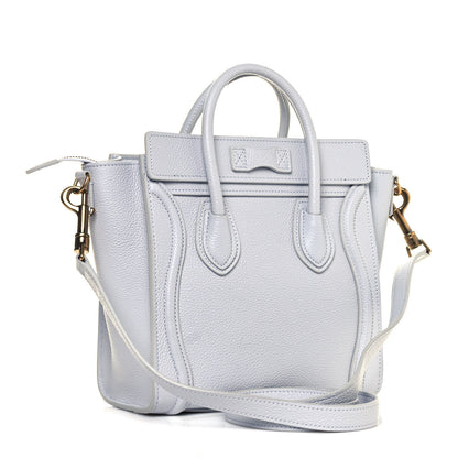 Celine Drummed Calfskin Nano Luggage Pearl 3 of 14