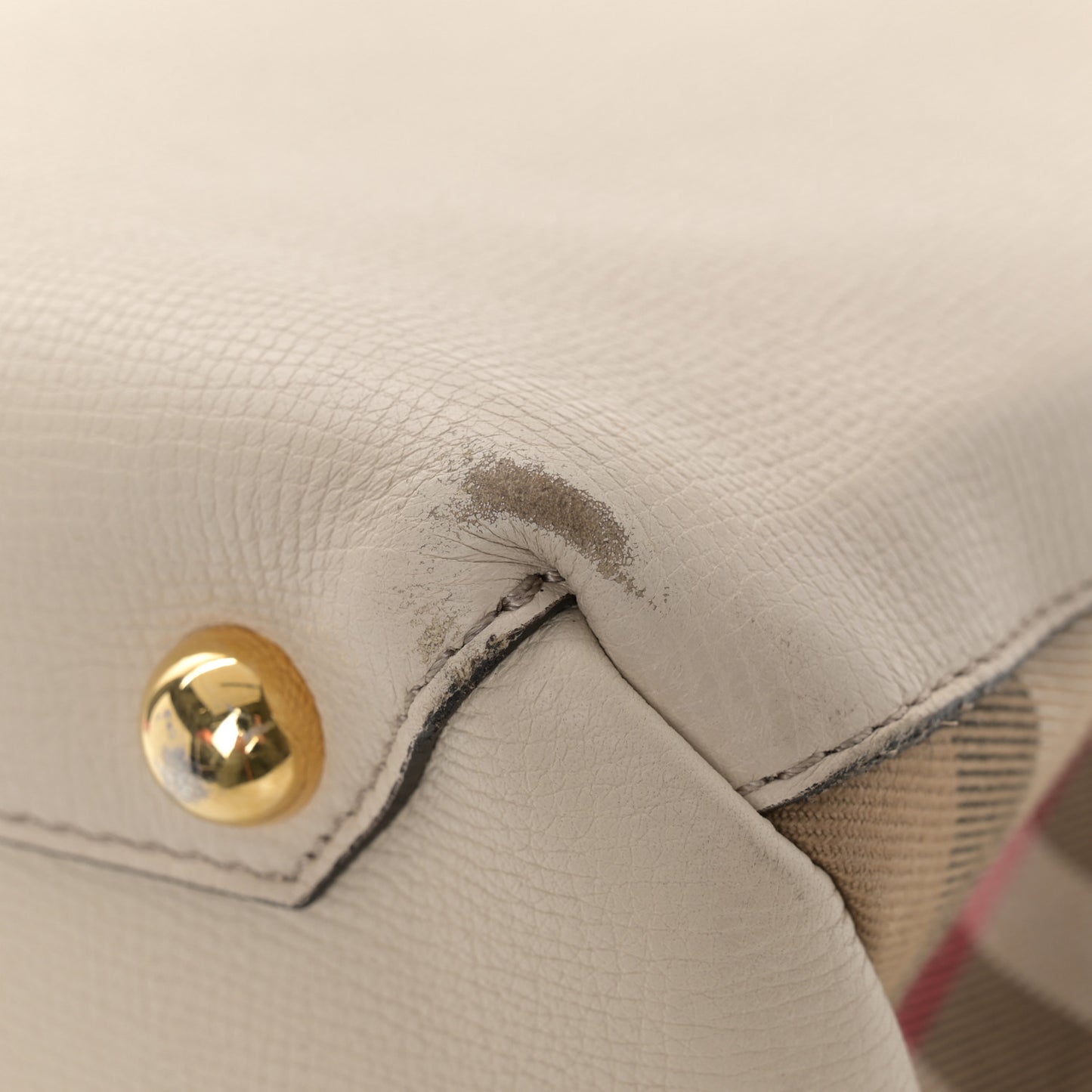 Derby Calfskin House Check Medium Banner Tote Limestone
