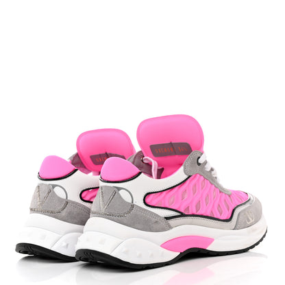 Valentino Garavani Suede Neoprene Mesh Womens Ready Go Runner Sneakers 36.5 Electric Pink Grey 4 of 9