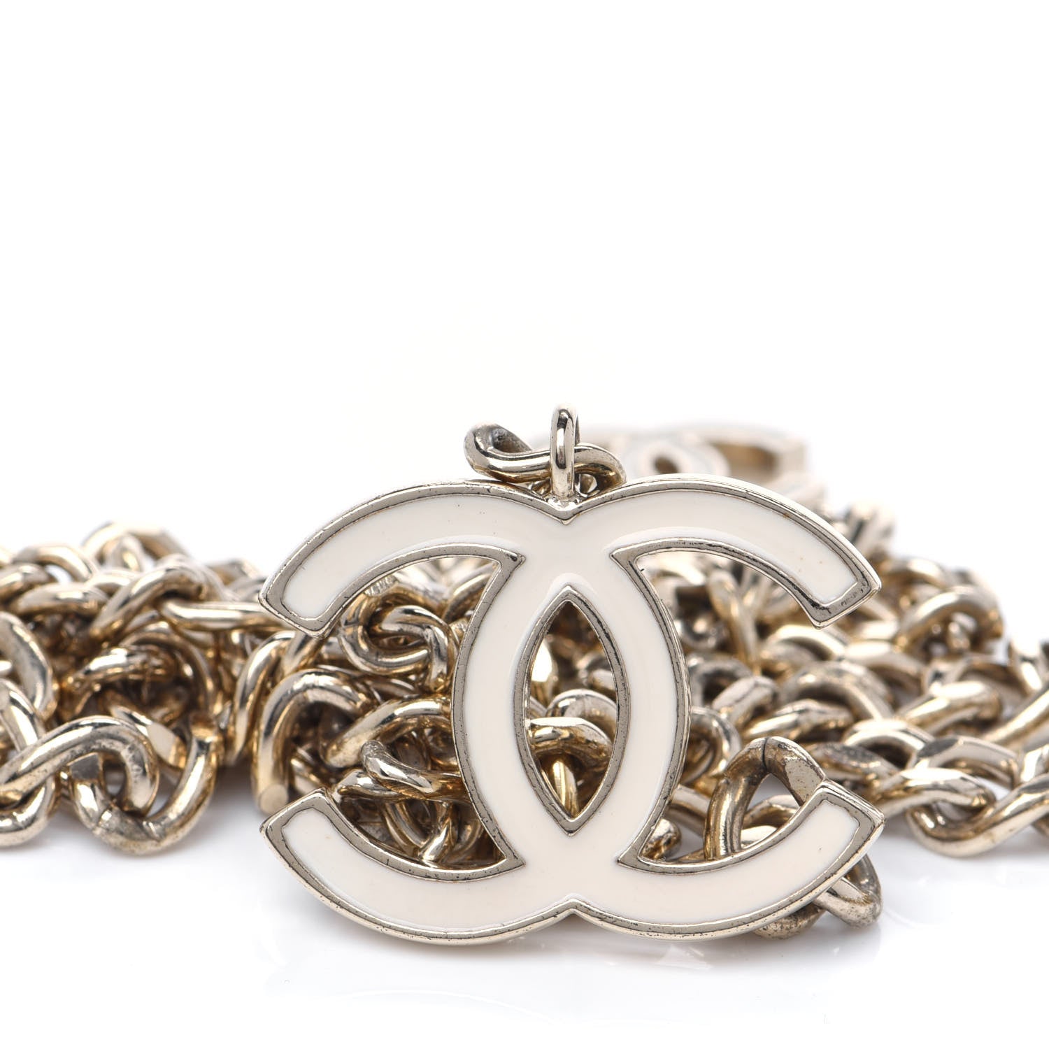 Chanel Enamel CC Chain Belt White Gold 3 of 5