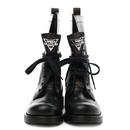 Louis Vuitton Calfskin Monogram Metropolis Flat Ranger Boots 36 Black 2 of 7
