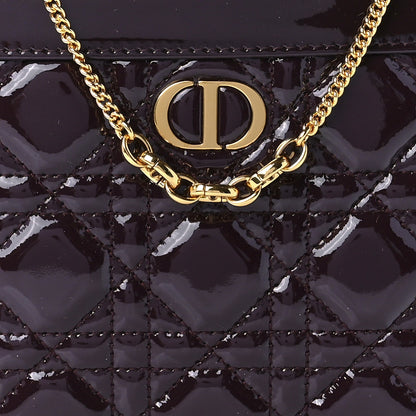 Christian Dior Patent Cannage Caro Zipped Pouch With Chain Amaranth 7 of 11