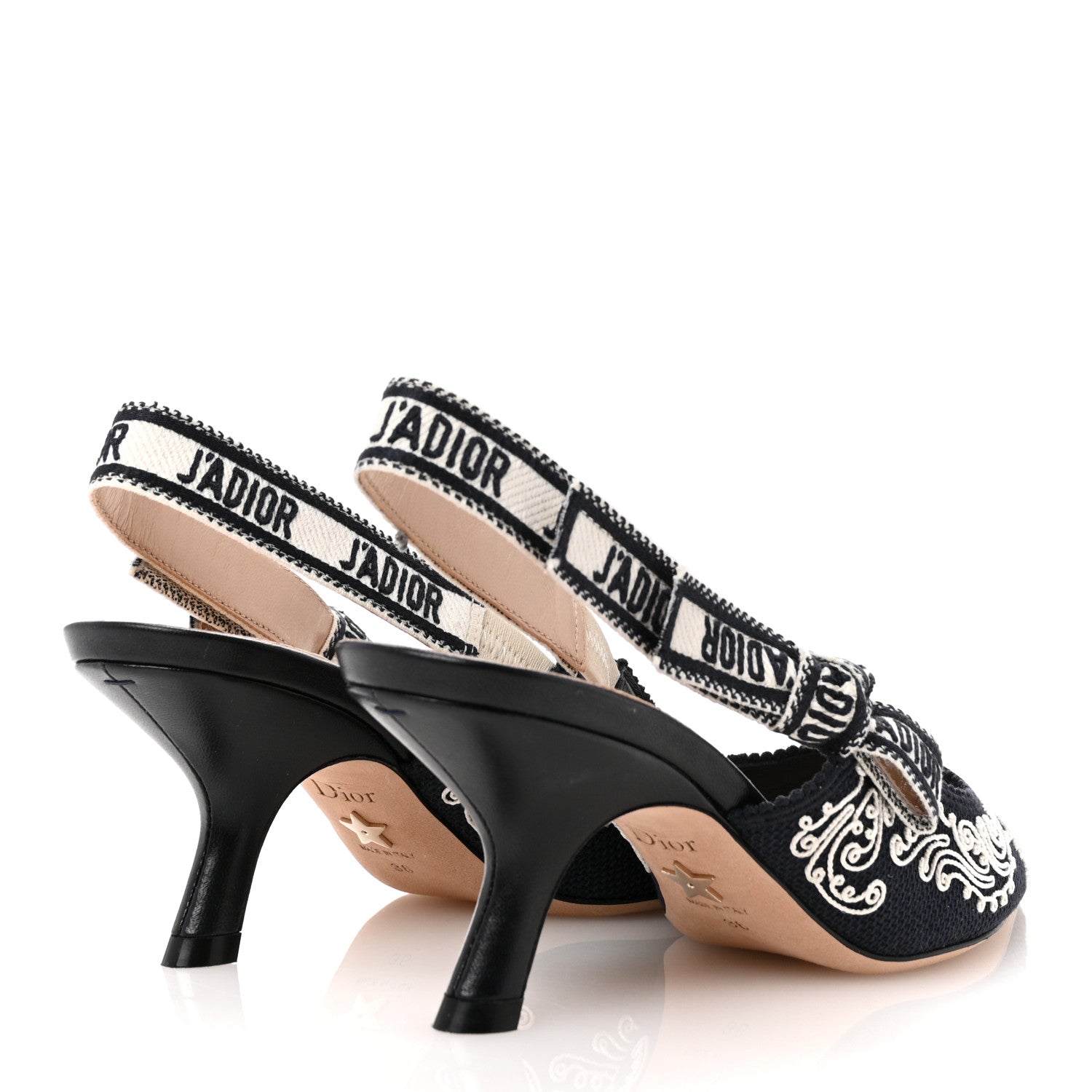 Christian Dior Canvas Embroidered Ornamental Cornely Ribbon J'Adior Slingback 65mm Pumps 36 Deep Blue 5 of 12