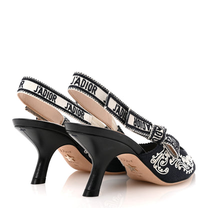 Christian Dior Canvas Embroidered Ornamental Cornely Ribbon J'Adior Slingback 65mm Pumps 36 Deep Blue 5 of 12