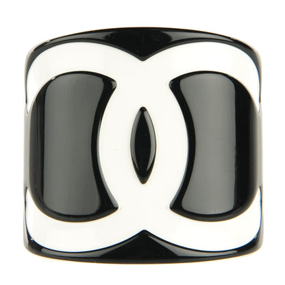 Chanel Resin CC Wide Cuff Black White 1 of 4