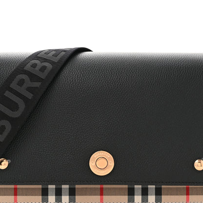Burberry Coated Canvas Calfskin Vintage Check Medium Note Crossbody Bag Black 8 of 10