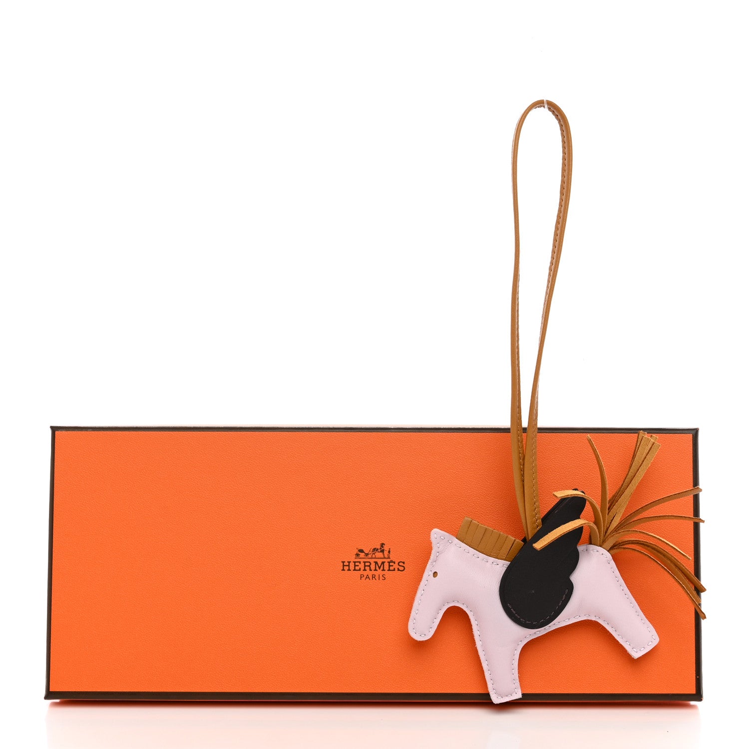 Hermes Milo Lambskin Grigri Rodeo Pegase Horse Bag Charm PM Mauve Pale Sesame Ebene 4 of 4