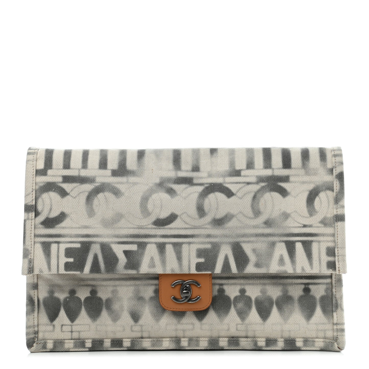 Canvas Iliad Flap Clutch Beige