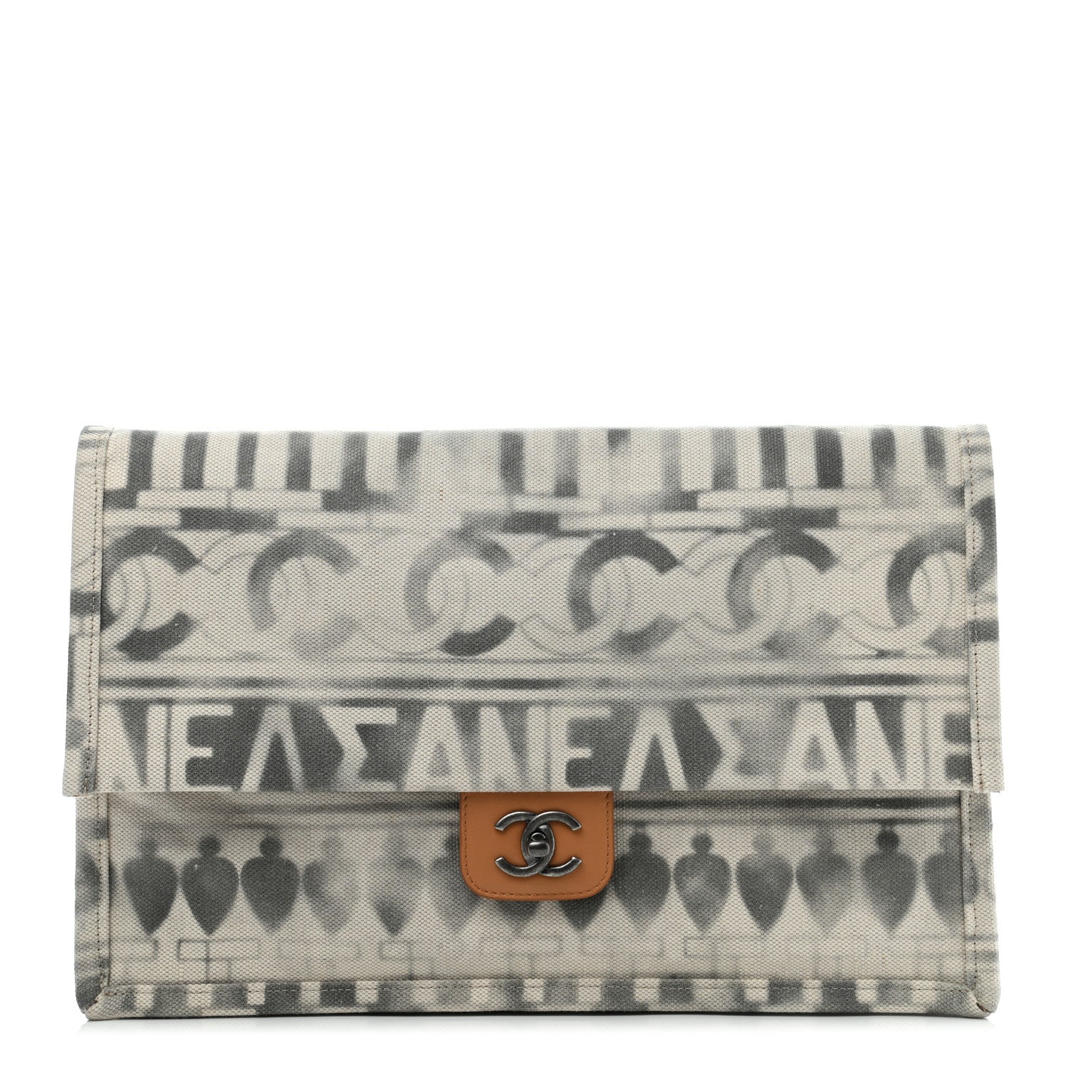 Chanel Canvas Iliad Flap Clutch Beige 1 of 11