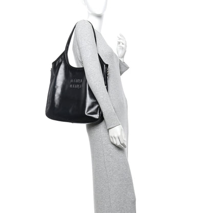 Miu Miu Shiny Softy Calfskin Ivy Bag Black 2 of 9