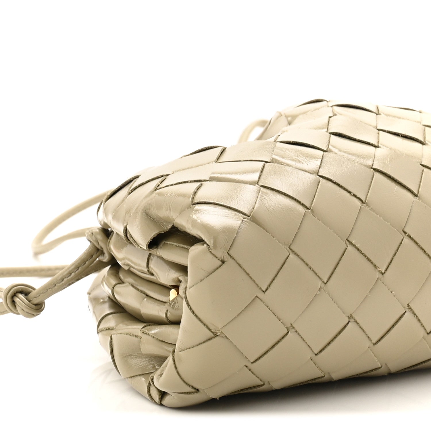 Bottega Veneta Patent Intrecciato The Mini Pouch Travertine