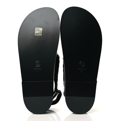 Chanel Velvet Velcro Dad Sandals 40 Navy Blue 5 of 9