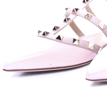 Valentino Garavani Patent Nappa Rockstud Flat Cage Mules 38 Rose Quartz Poudre 10 of 11