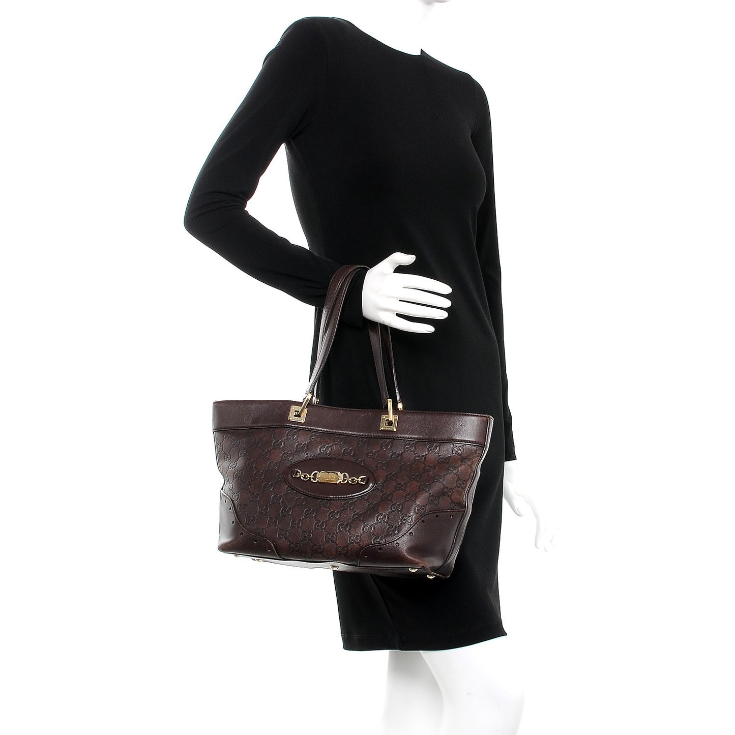 Guccissima Large Punch Tote Chocolate Brown