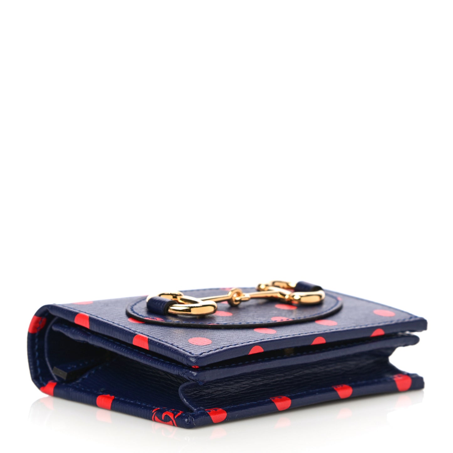 Shangai Calfskin Polka Dot Horsebit 1955 Card Case Wallet Blue Orange Sailor Blue
