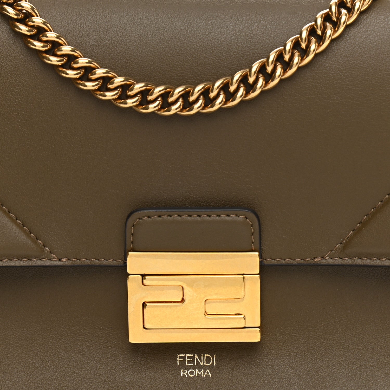 Fendi Vitello Grace Matte Small Kan U Shoulder Bag Wood 8 of 10