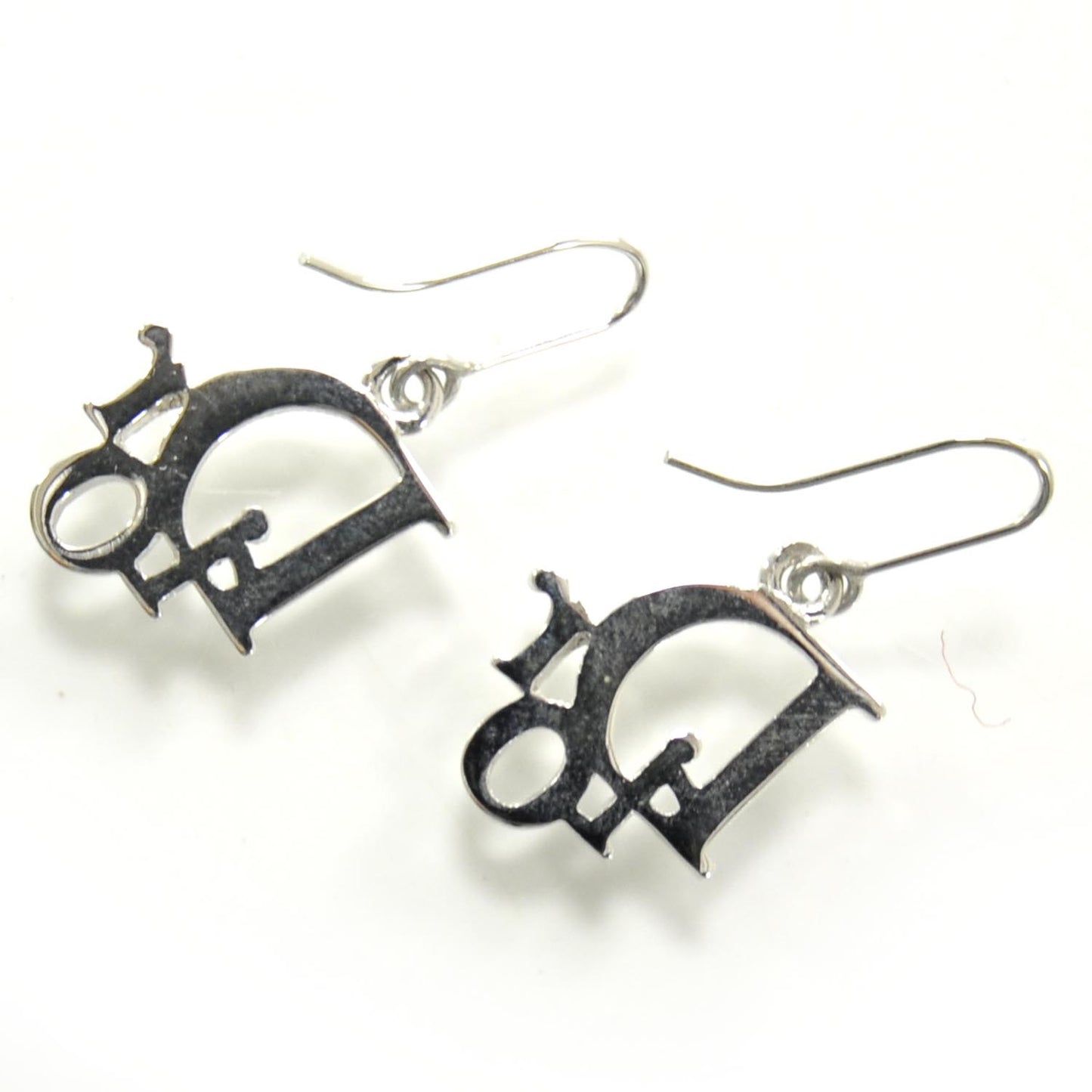 Crystal Logo Dangle Earrings Silver