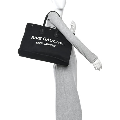 Saint Laurent Linen Calfskin Rive Gauche Tote Black 3 of 25