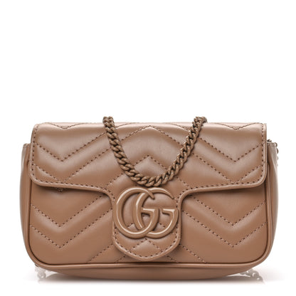 Gucci Calfskin Matelasse Monochrome Super Mini GG Marmont Shoulder Bag Camelia 1 of 11